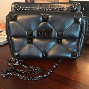 Valentino Garavani Black Nappa Tonal Roman Stud Medium